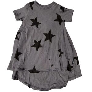 NUNUNU Star 360 Dress Short Sleeves Grey Black Stars NWT